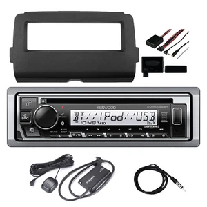 Kenwood Marine CD Receiver, Harley Install Kit, Antenna, Handlebar Kit, XM Tuner - Picture 1 of 6
