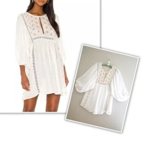 Free People Charlotte tunica top abito ricamato femminile boho avorio taglia XS - Foto 1 di 12