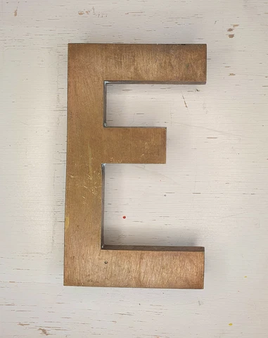 Vintage/antique cast brass shop sign letter E - approx 6 inch mid century retro Cover