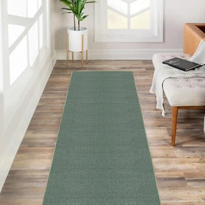 Custom Size SOLID TEAL GREEN Stair Hallway Runner Rug Non Slip Rubber Back - Picture 1 of 8