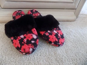 Victoria's Secret Hausschuhe rot geblümt schwarz Größe Large 9-10 - Bild 1 von 2