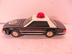 Police Sparkling Car Black White Cop Car Vintage Friction Power Sparking 8 1/2" - Picture 1 of 8