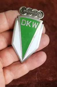 VINTAGE EMAILLE AUTOMOBIL KÜHLER AUTO EMBLEM / ABZEICHEN # DKW AUTO UNION DEUTSCHLAND - Bild 1 von 3