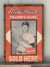 Antique Style Mickey Mantle Rawlings Glove Sign 11x14  WOW !!