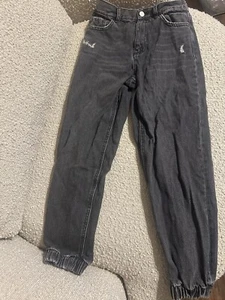 Zara Distressed Black STRETCH JEANS WITH ADJUSTABLE WAISTBAND Size 11-12 - Picture 1 of 15