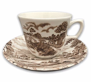 Ridgway (Ridgways) Cup Saucer Set Country Days Brown England - Picture 1 of 5