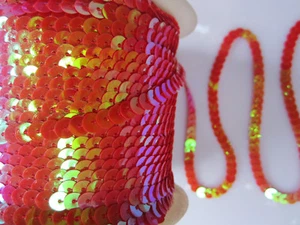 10 Meter Sequins Trims Tip Red Glazed Washable 0,19€ / Meter - Picture 1 of 2