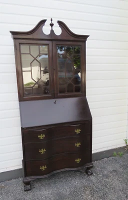 JB Van Sciver Co Mahogany Ball and Claw Feet Tall Secretary Desk 5627 - Image 1 of 4