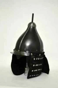 Medieval Black Korean Helmet/ Mongol Helmet Museum Etched Helmet Replica Larp - Picture 1 of 6