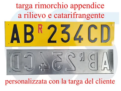 Targa Ripetitrice in Alluminio Catarifrangente per carrelli 48x11 a rilievo - Bild 1 von 3