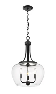 Z-Lite Joliet 3 Light Pendant, Matte Black - Picture 1 of 8