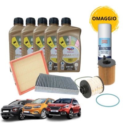 KIT TAGLIANDO 5 LT OLIO TOTAL 0W30 INEO FIRST+ 4 FILTRI MOTORI 1600 BLUE HDI - Immagine 1 di 4
