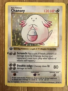 Chansey 3/102 1st edition Shadowless Base Set Holo Pokemon DAMAGED/PEN ON EDGES - Picture 1 of 5