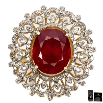 925 Sterling Silver Ring Oval Ruby 8.10ct Diamond Gemstone Jewelry Handmade Gift - Image 1 of 4