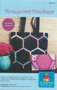 Honeycomb Handbags by Kristine Poor for Poor House Quilt Designs - Clutch & Tote - Picture 1 of 2