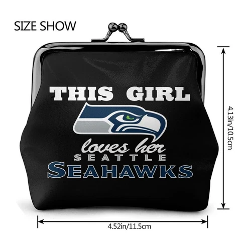 “This Girl Loves Her"Seattle Seahawks Leather Coin Purse Change Purse Wallet Cover