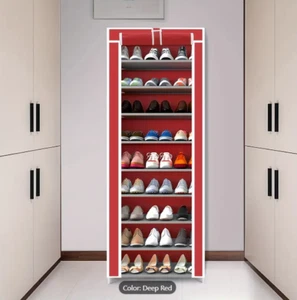10-stufiges Schuhregal mit staubdichter Abdeckung freistehend Metall Schuhaufbewahrung 27 Paar - Bild 1 von 3