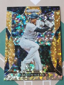  2019 Panini Prizm Neon Orange Donut Circles #236 Aaron Hicks Yankees #ed 90/150