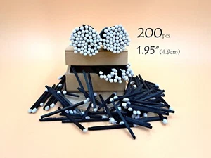 200 puntas blancas palos de madera negros tarro de vela de boda cesta de regalo 1,95" coincide - Imagen 1 de 12