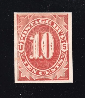 US J5TC 10c Postage Due Trial Color Atlanta Proof in Scarlet on Thin Card - Image 1 of 2