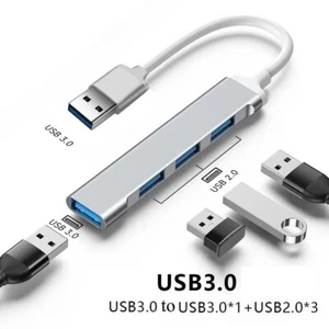 High-Speed 4-Port USB 3.0 Hub Splitter Adapter for PC, Desktop and Laptop - Picture 1 of 10
