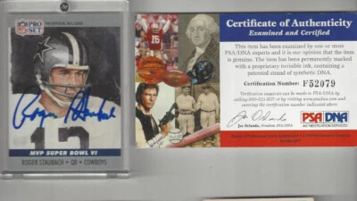 Dallas Cowboys Roger Staubach  Autographed NFL football  card PSA DNA Certified - Image 1 of 2