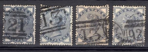 GB QV 1/2d blue 1880s numeral quartet used - Picture 1 of 2