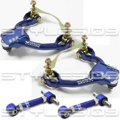 Braço de cambagem dianteiro + traseiro ajustável Megan Racing para Acura Integra 1990-1993 azul - Imagem 1 de 2