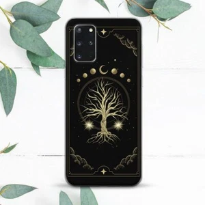 Funda negra Gold Tree of Life Moon Phases para Samsung Note 20 S21 S22 S23 S24 FE - Imagen 1 de 1