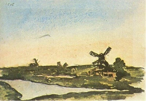 Dutch Landscape with Windmills 1905 by Picasso -17" x 22" Fine Art Print - 00494 - Picture 1 of 1