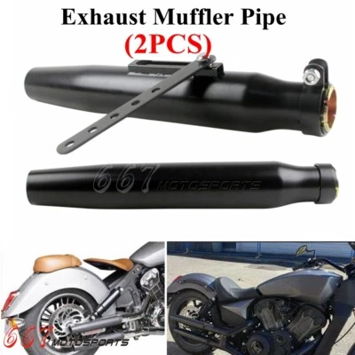 Tubos silenciadores de escape de motocicleta vintage de 385 mm para Harley Honda BMW Café Racer Foto 1 de 4