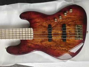 5 Strings Electric Bass Guitar Maple Fretboard Active Spalted Maple Veneer - Picture 1 of 8