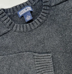 Vtg 90’s Lands End Thick Cotton Pullover Sweater Preppy Ribbed XL Japan Black - Picture 1 of 8