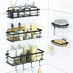 Box Doccia Mensola Organizer, Confezione da 5 Senza Foratura Adesivo Parete Bagno - Foto 1 di 12