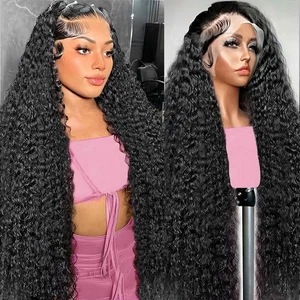 Curly Women Wigs Human Hair 250% Density Hd Lace Front 13x6 Deep Wave 28inch - Picture 1 of 7
