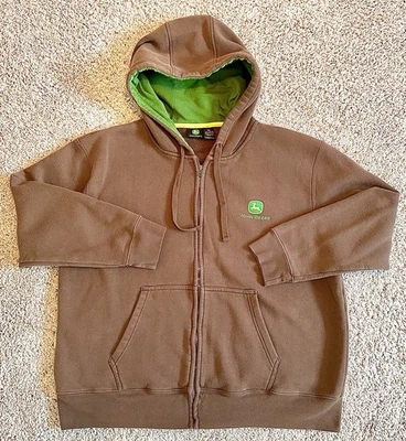 John Deere Brown & Green  Full Zip Sweatshirt Hoodie Women Size XL Excellent - Image 1 of 4