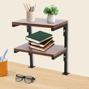 Estante de almacenamiento de escritorio de 2 niveles rectangular con abrazadera estantería de escritorio organizador de escritorio - Imagen 1 de 15
