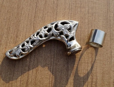 Vintage Brass Handle Silver Victorian Head Handle For Walking Stick Only Handle - Image 1 of 2