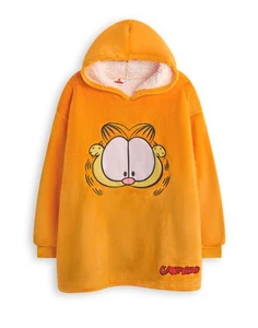 Garfield Orange Novelty Face Blanket Hoodie Unisex Kids - Picture 1 of 8