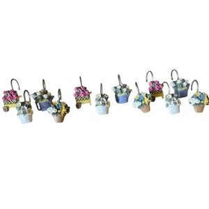 Ganci per tenda doccia giardino fiorito floreale 2" decorazione casetta nucleo set di 12 - Foto 1 di 4