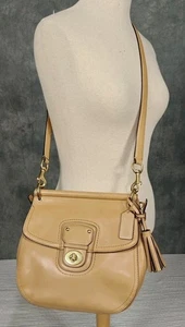 Coach Handtasche hellbraun Leder M1220 Willis Legacy Drehverschluss oberer Griff Umhängetasche - Bild 1 von 21