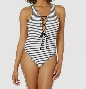 Robin Piccone Sailor Lace Up One Piece Swimsuit SZ 14 NWOT - Picture 1 of 7