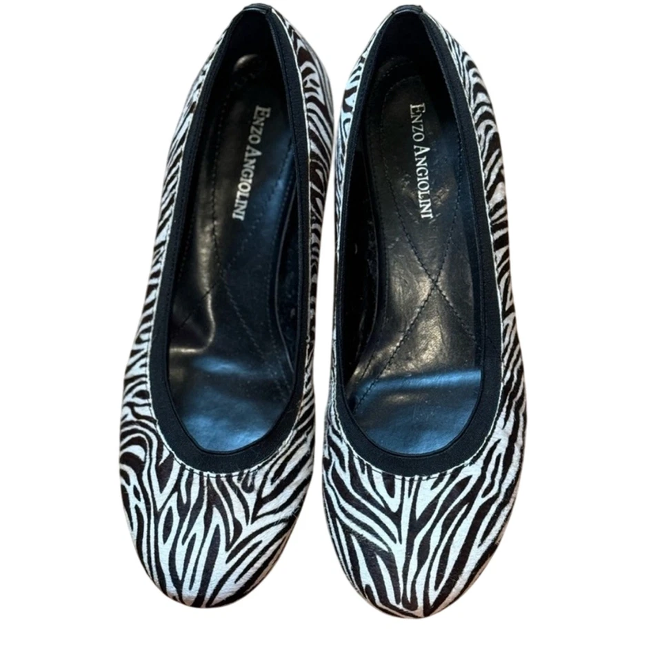 Vintage Enzo Angiolini Women's 8 calf hair leather ballet flats luxury designer  - Image 1 of 4