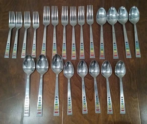 22 pc Fiesta Rainbow Celebration Stainless Steel Flatware Replacement Set - Picture 1 of 6
