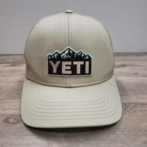 Yeti Mütze Cap Snap Back hellbraun Mesh Trucker Mountain Patch Logo Herren beige - Bild 1 von 9