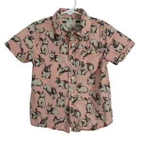 Camisa de mezclilla y flores con estampado de conejo abotonada niños 4T conejito Pascua  - Imagen 1 de 5