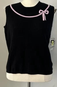 Damen Hampshire Studio schwarz Pullover Weste Tank Gr. XL 3D Schleife kokett adrett neu mit Etikett - Bild 1 von 12