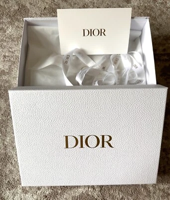 Authentic CHRISTIAN DIOR Empty White Textured Gift Box 12.5X9X4.5 Tissue, Ribbon