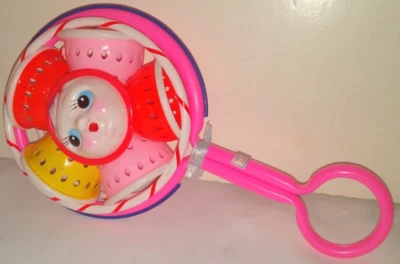 RARO 1950 DOBLE CARA DE BEBÉ Y CAMPANAS CELUOIDE GRANDE BABY SONAJERO JAPÓN COMO NUEVO Foto 1 de 4