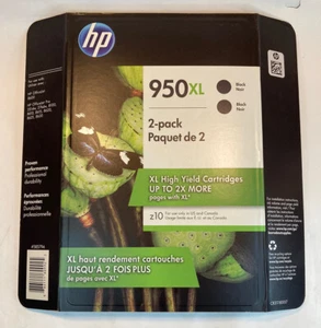 NUEVOS Cartuchos de Tinta Negra Genuinos HP 950XL Alto Rendimiento Paquete de 2 Exp. Agosto 2020 sellado - Imagen 1 de 3